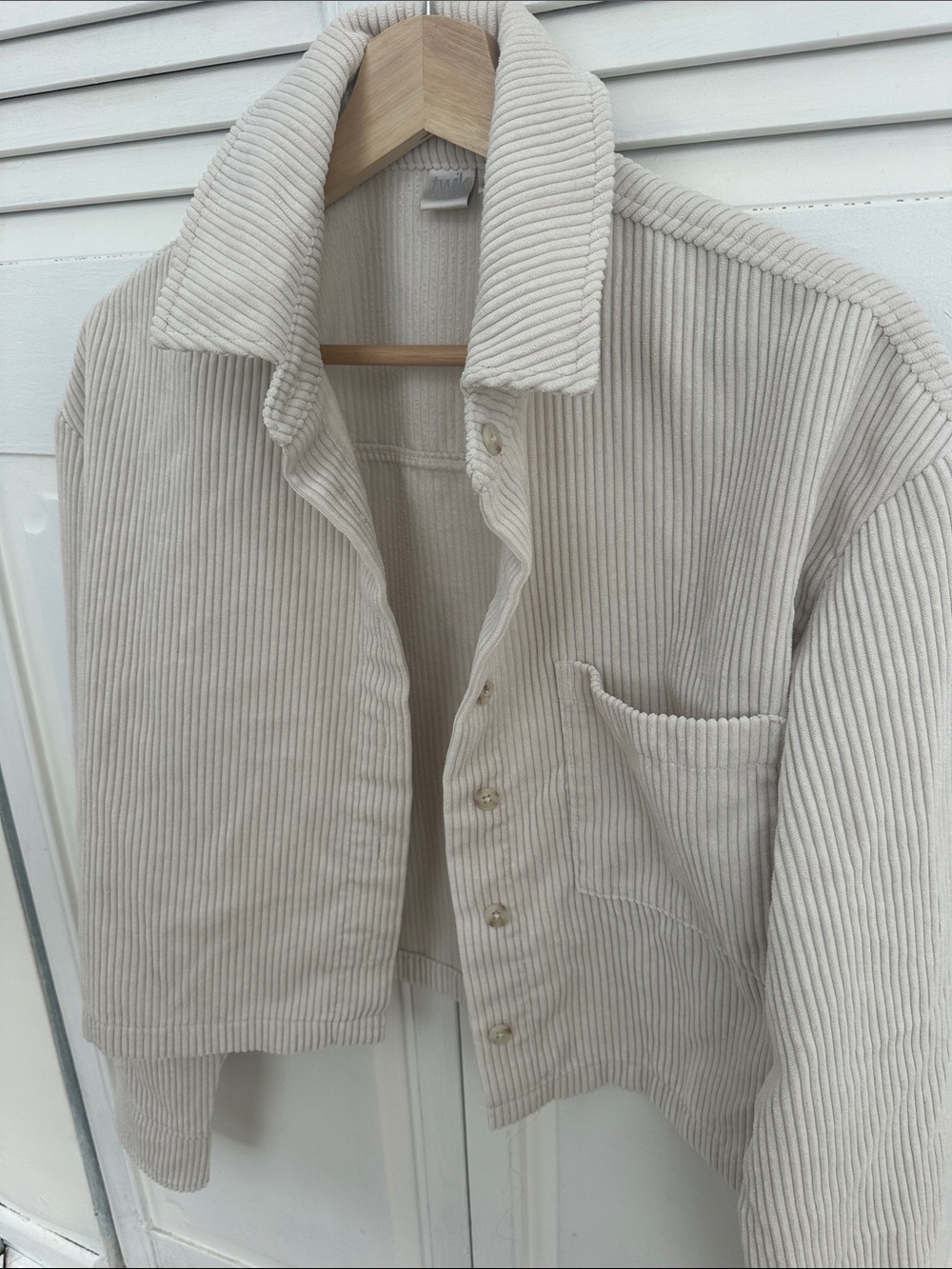 twik Cream Corduroy Button-Front Jacket - Picture 3 of 8